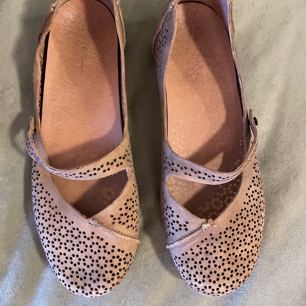 Olukai laser cut Mary Jane flats
